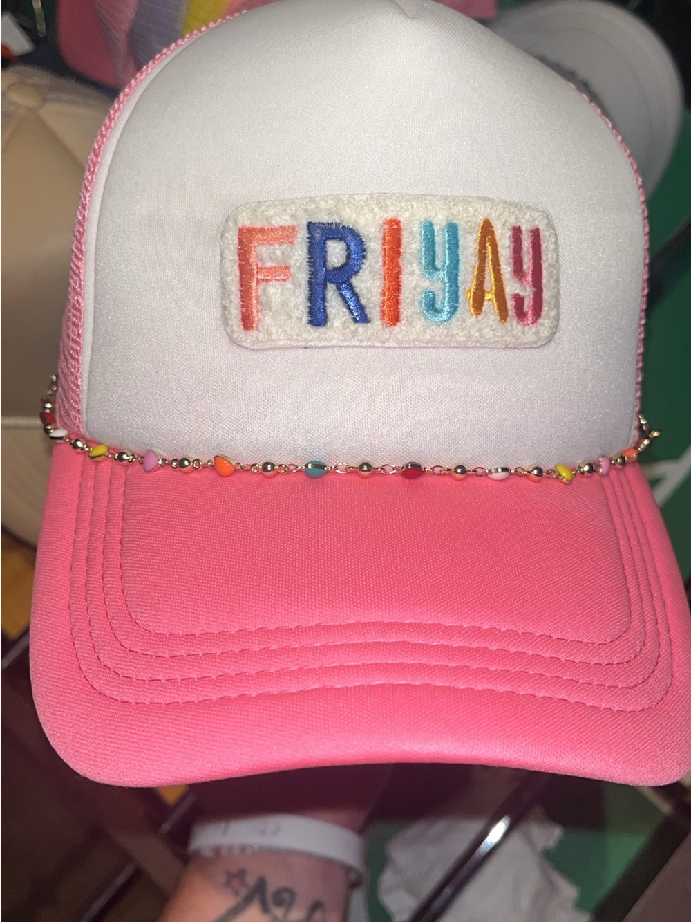 Pink 'FRIYAY' Trucker Hat